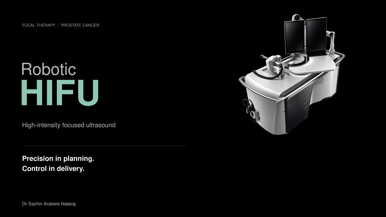 Robotic HIFU title slide with a treatment-machine illustration